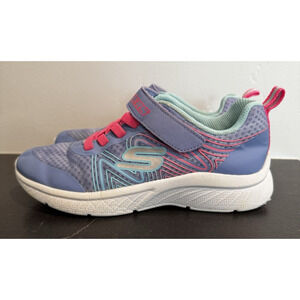 SKECHERS Girls Size 3 Microspec Plus Sweet Swirl Sneaker Purple Hook&Loop Slipon